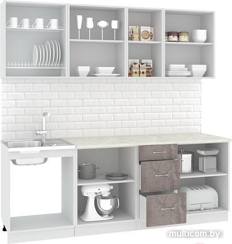 Кухня Кортекс-мебель Корнелия Лира 2.2м (салатовый/оникс/марсель)