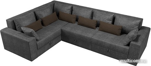 Угловой диван Лига диванов Майами Long 92 левый (рогожка серый/подушки серые/коричневые)
