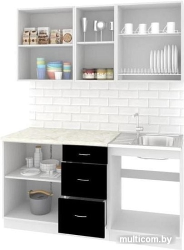 Кухня Кортекс-мебель Корнелия Мара 1.6м (белый/голубой/марсель)