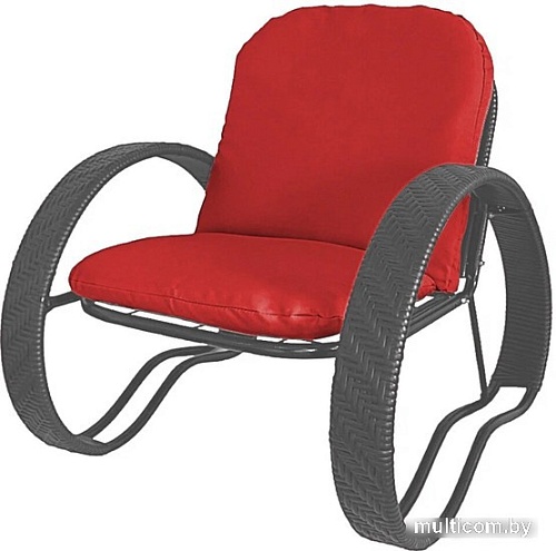 Кресло M-Group Фасоль 12370306 (серый ротанг/красная подушка)