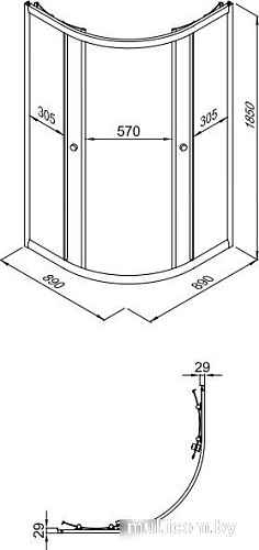 Душевой уголок Triton Альфа-Хром 90х90 (без поддона)