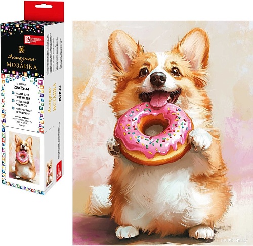 Алмазная мозаика Феникс+ Корги с пончиком 70794