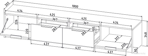 Тумба Интерлиния ТВ Концепт КТ-ТВ4-35 (серебро/белый платинум)