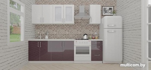 Кухня ВерсоМебель ВерсоЛайн 3-2.0 (белый 001/сливовый 104)
