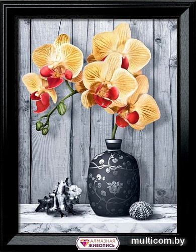 Алмазная мозаика Алмазная Живопись Орхидея на мраморе АЖ-1865