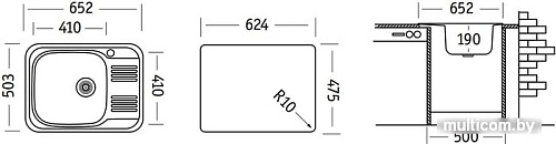 Кухонная мойка Ukinox Гранд GRP652.503-GT8K 1R