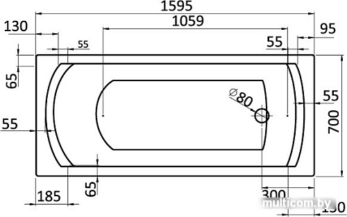 Ванна Santek Монако 160x70 (1WH111977)