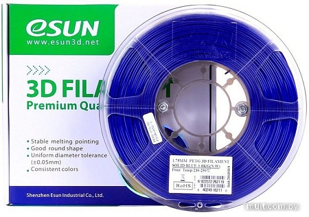 Пластик eSUN PET-G 1.75 мм 1000 г (синий непрозрачный)