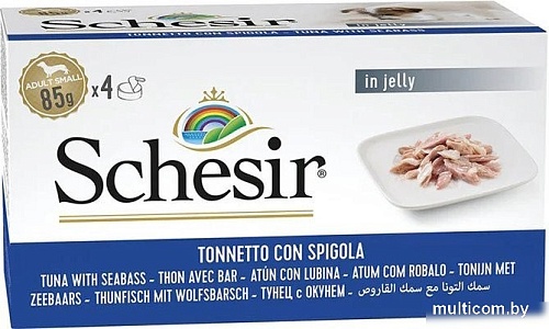Консервированный корм для собак Schesir с тунцом и окунем 4x85 г