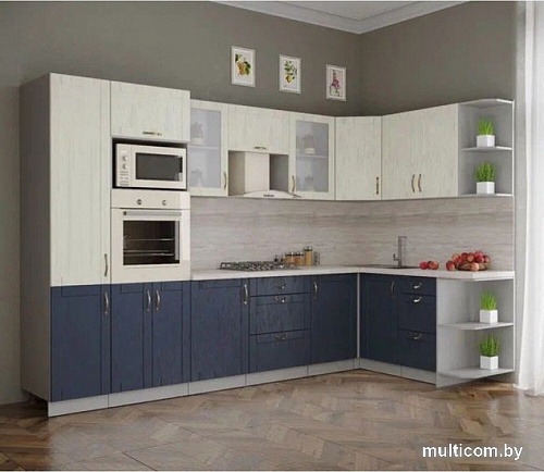 Готовая кухня Интерлиния Мила Крафт 1.68x3.2 правая (дуб королевский/дуб снежный)