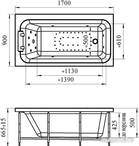 Ванна Radomir Хельга 170x90
