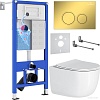 Унитаз подвесной Roxen Vortex в комплекте с инсталляцией StounFix Dual Fresh 6 в 1 968046 (кнопка: золото глянцевое)