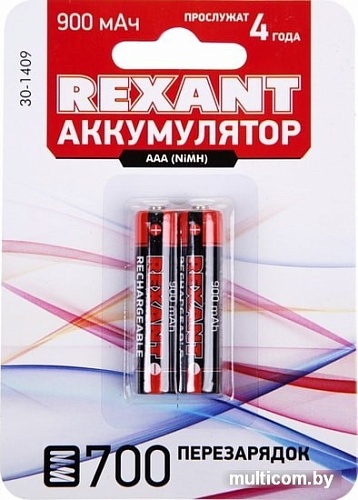 Аккумуляторы Rexant AAA 900mAh 2шт 30-1409