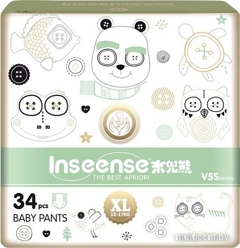 Трусики-подгузники Inseense V5S XL 12-17кг Ins34green (34 шт)