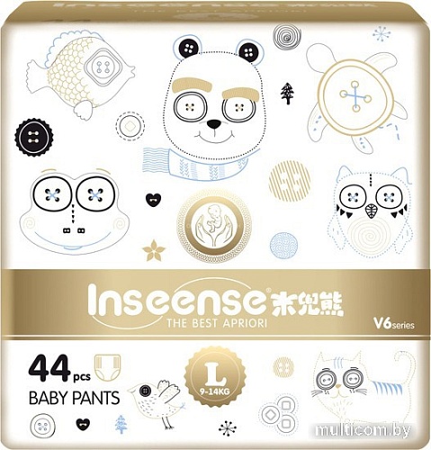 Трусики-подгузники Inseense Супертонкие V6 L 9-14 кг Ins44gold (44 шт)