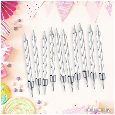 Набор свечей для торта Meshu Мини MS_59655 (10 шт, серебристый)