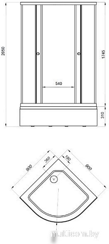 Душевой уголок Triton Грэй В 90х90 (белый)