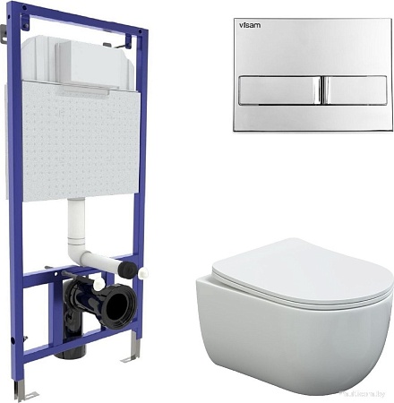 Унитаз подвесной Berges Wasserhaus Ventas Rimless + Visam Slim 525 EX-043237 (с сиденьем)