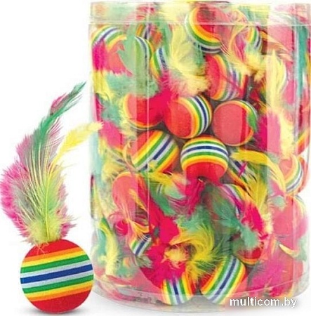 Игрушка для кошек Triol Мяч с пером NT573 d 3,5 см 120 штук