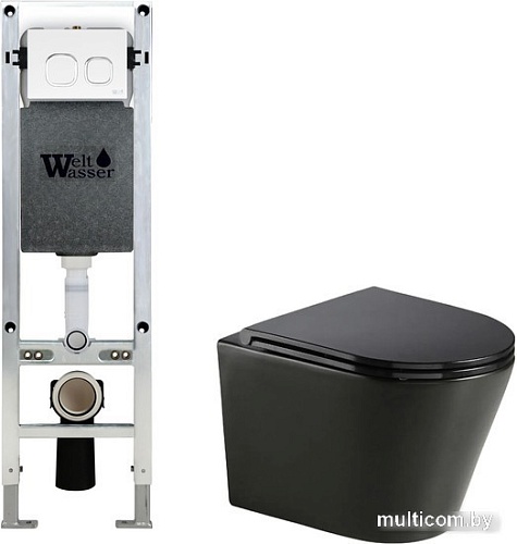 Унитаз подвесной WeltWasser Amberg 350 ST + Salzbach 043 MT-BL + Amberg RD-WT (черный матовый)