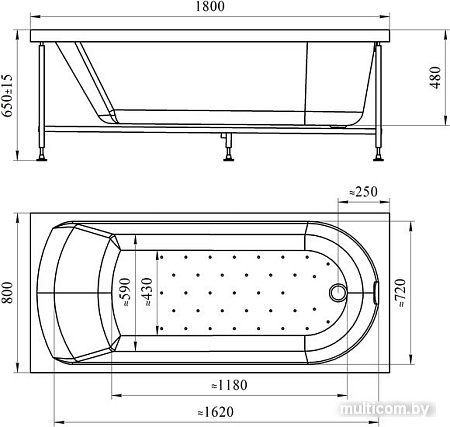 Ванна Radomir Николь 180x80