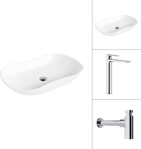 Умывальник Lauter 21570 + Reef 21CK8678C с сифоном 21635CH (хром)