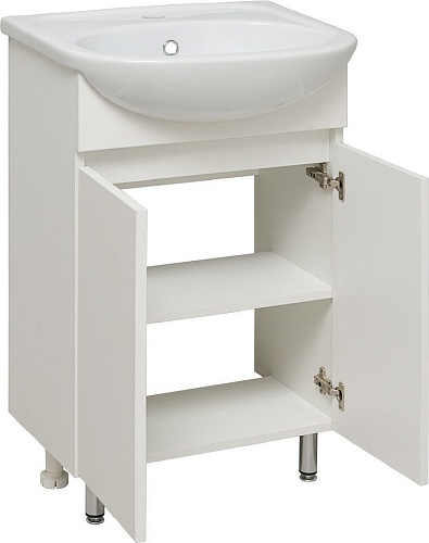 Runo Тумба с умывальником Runo Лада 50 + Уют 50 (напольная, белый)