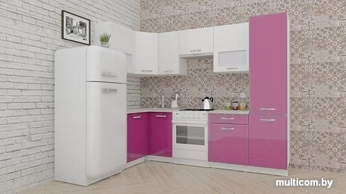 Угловая кухня ВерсоМебель ЭкоЛайт-6 1.2x2.7 левая (белый/лиловый)