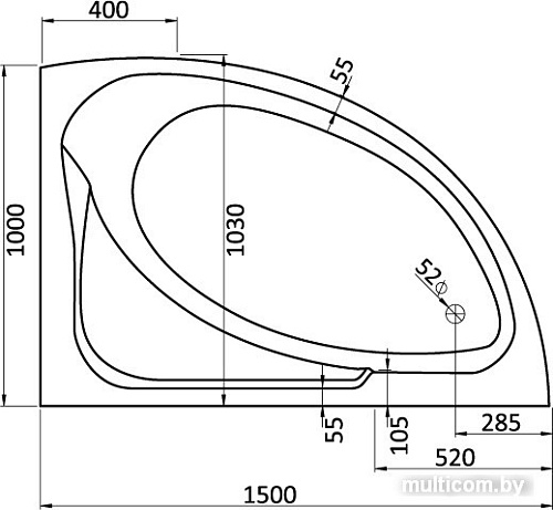 Ванна Santek Гоа 150x100 R [1WH112032]