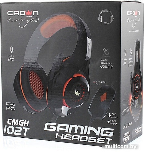 Наушники CrownMicro CMGH-102T USB (оранжевый)