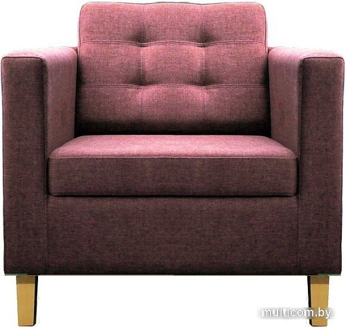 Интерьерное кресло Brioli Дилли клетка Д (рогожка, J10 сиреневый/светлые ножки)