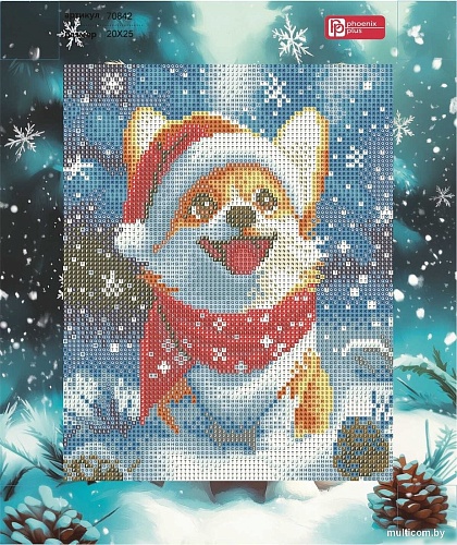 Алмазная мозаика Феникс+ Новогодний корги 70842