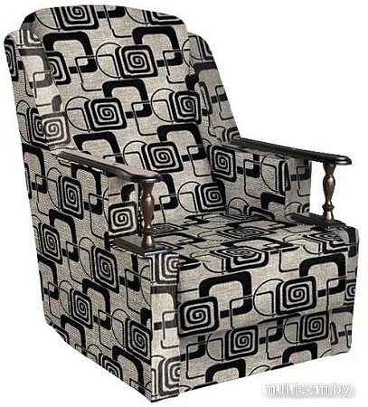 Интерьерное кресло Асмана Анна с деревянными подлокотниками (кубики коричневые/рогожка )