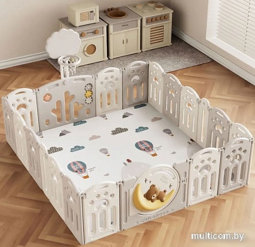 Игровой манеж UNIX kids DeLuxe Grey 180x200