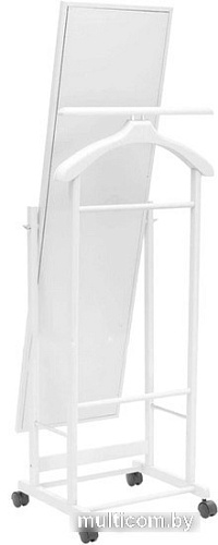 Стойка для одежды Мебелик с зеркалом на колесах В 24Н (белый)