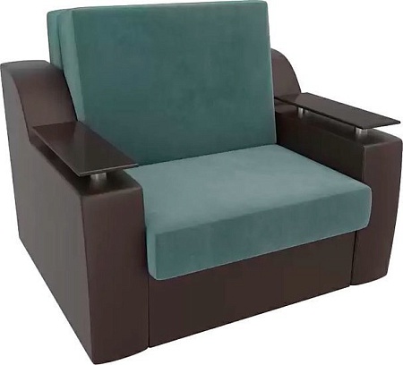 Кресло-кровать Mebelico Сенатор 105466 80 см (бирюзовый/коричневый)