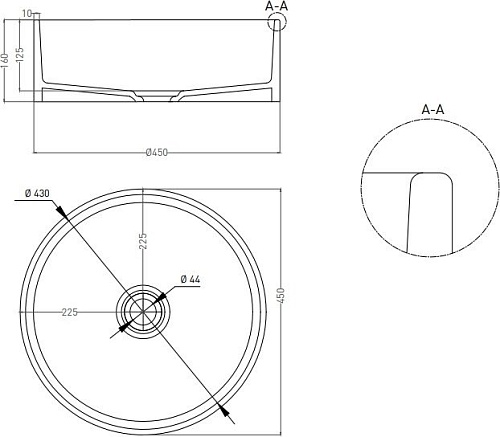 Умывальник Umy Home Sol 01 45x45 UM20421 (U-Coat, матовый)
