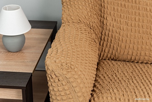 Комплект чехлов для дивана и кресла Софатэкс Люкс КПО-5 (кофе с молоком)