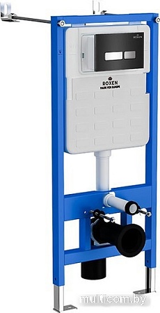 Унитаз подвесной Roxen Simple Compact в комплекте с инсталляцией StounFix Slim 6 в 1 965318 (кнопка: черное стекло)