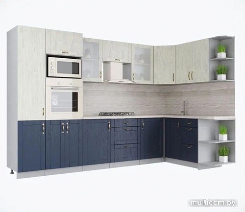 Готовая кухня Интерлиния Мила Крафт 1.68x3.2 правая (дуб королевский/дуб снежный)