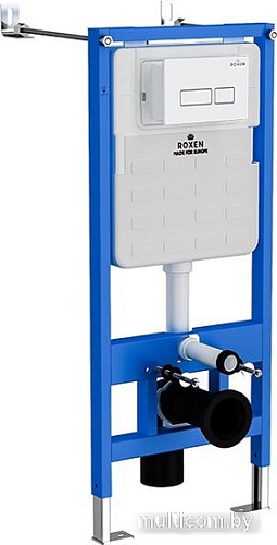 Унитаз подвесной Roxen Simple Compact в комплекте с инсталляцией StounFix Slim 6 в 1 920247 (кнопка: белый глянец)