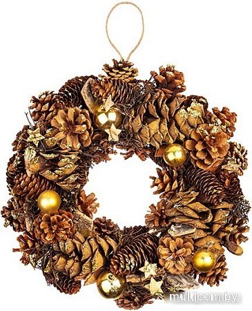Рождественский венок Elan Gallery Венок Золотая феерия Круг 450134