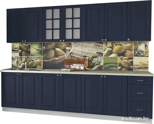 Готовая кухня Интерлиния Мила Деко 2.8А (индиго/индиго/опал светлый)