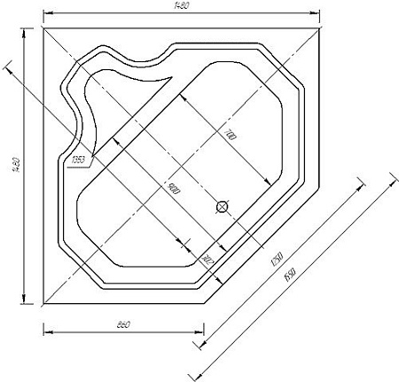 Ванна Aquatek Лира 148x148