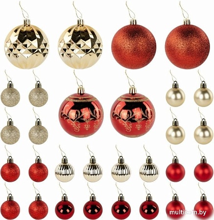 Елочная игрушка Золотая сказка 592168 (30 шт, красный/золотой)