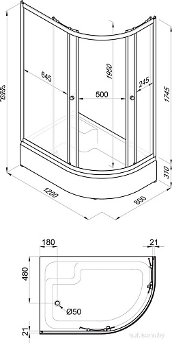 Душевой уголок Triton Коралл В Мозаика 120x80 L