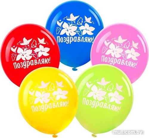 Набор воздушных шаров Золотая сказка Поздравляю 105015 (5 шт, 5 цв)