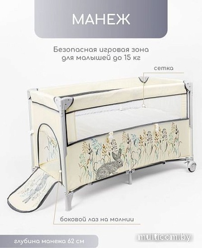 Манеж-кровать Amarobaby Transform Flora AMARO-26TrF/03 (бежевый)