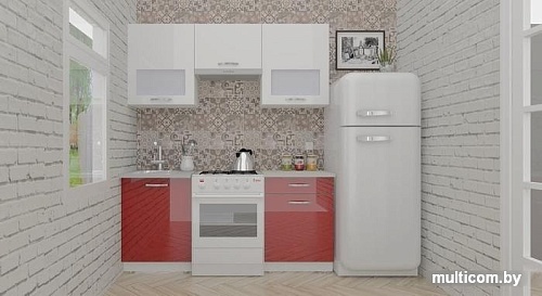 Кухня ВерсоМебель ЭкоЛайт-6 1.8 (белый/бургундский дождь)