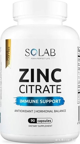 Витамины, минералы Solab Цинк цитрат (90 капсул)